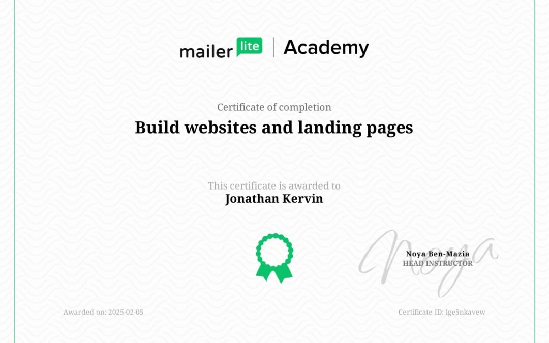 MailerLite Academy Build Websites And Landing Pages Certification