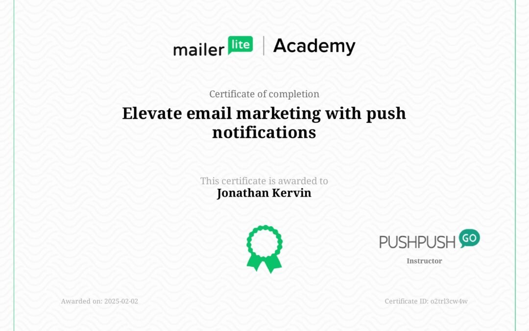 MailerLite Academy Elevate Email Marketing With Push Notifications Certification