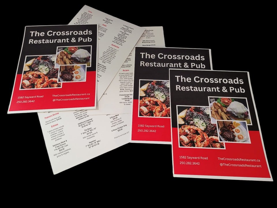 Menu Design & Printing – The Crossroads Restaurant