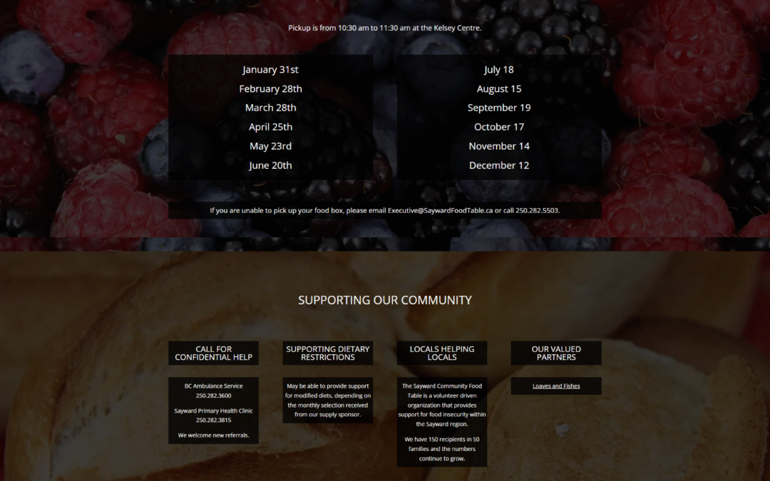 Website Design - Sayward Food Table Society