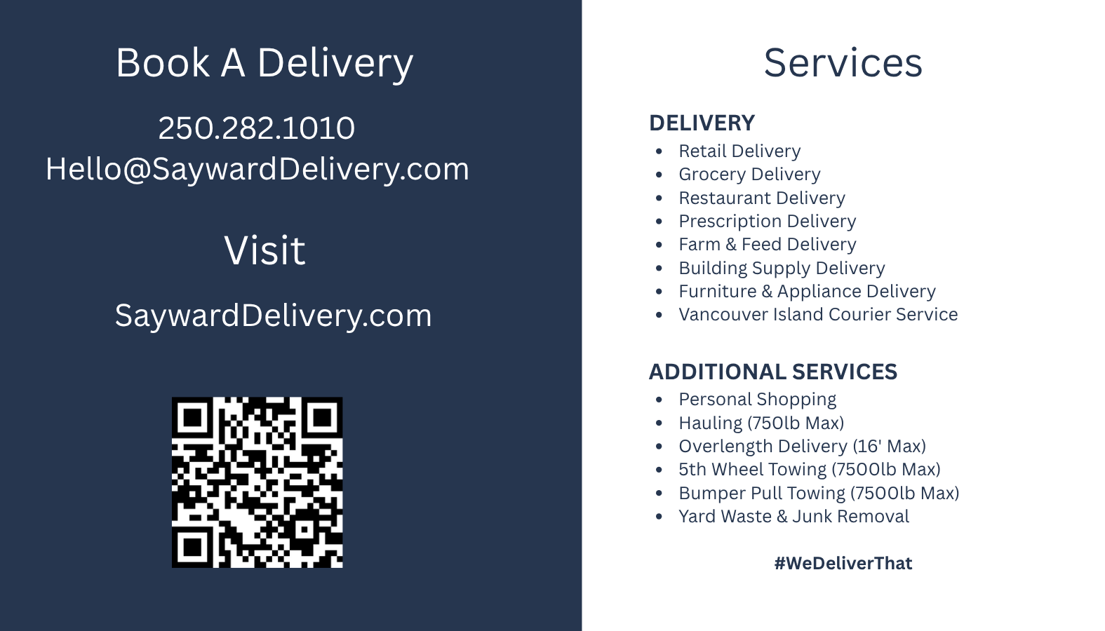 Sayward Delivery Business Card Redesign Back