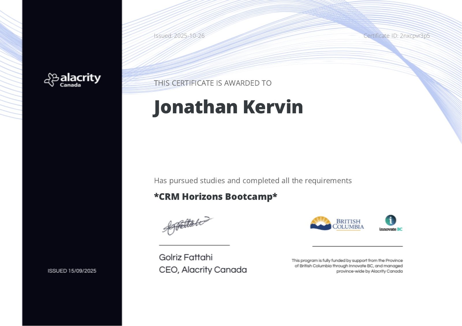 Alacrity Canada CRM Horizons Bootcamp